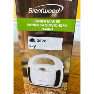 Brentwood Panini Maker Non-Stick Surface Electric Sandwich Press TS-245 White